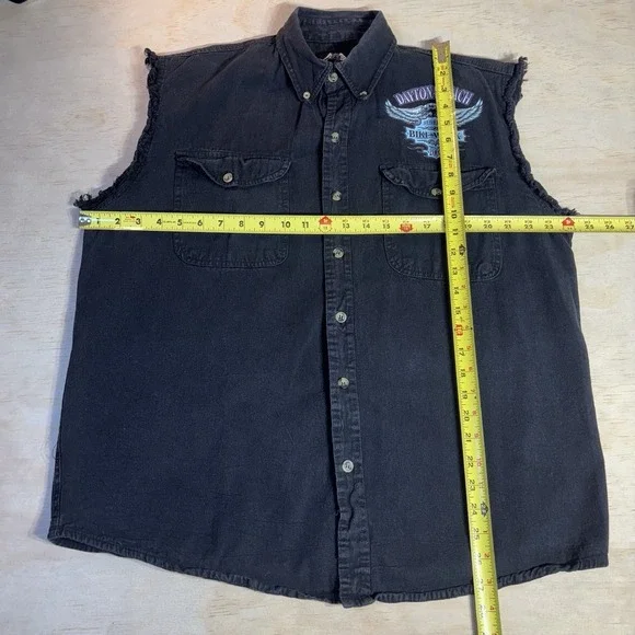 Mens 2008 Daytona Beach Bike Week Black Denim Vest Motorcycles Riding Size Lg - Picture 6 of 6
